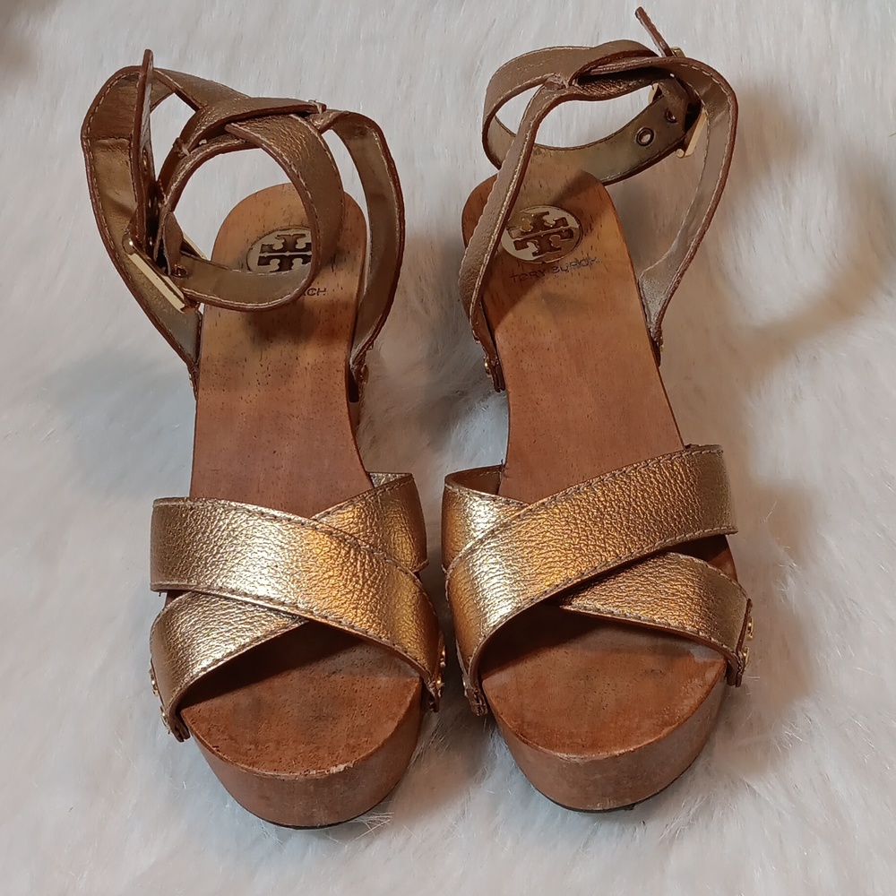 Tory Burch Ridley, Sandal with Wood Heel Size 9